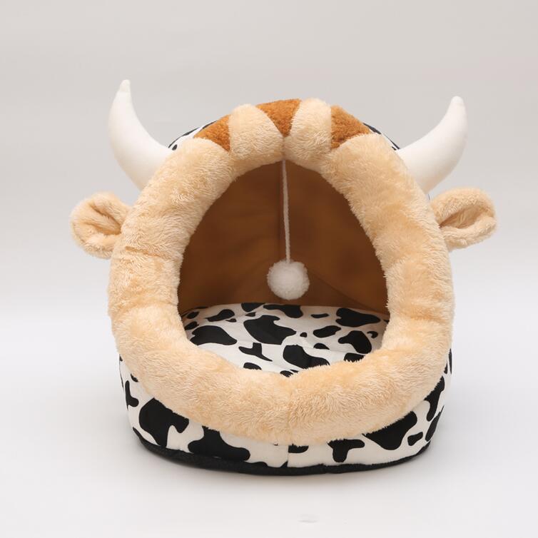 2-in-1 Plush Winter Pet Bed – Warm Round Soft House for Cats & Small Dogs