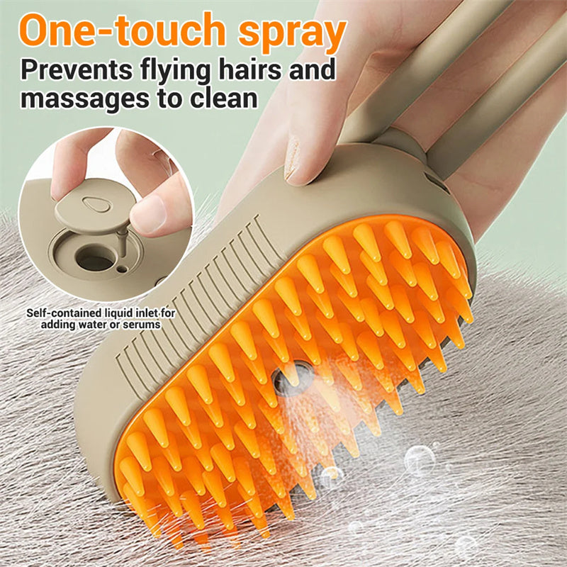 3-in-1 Electric Pet Steam Brush Cat & Dog Hair Removal, Massage & Grooming Comb