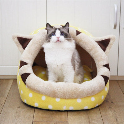 2-in-1 Plush Winter Pet Bed – Warm Round Soft House for Cats & Small Dogs