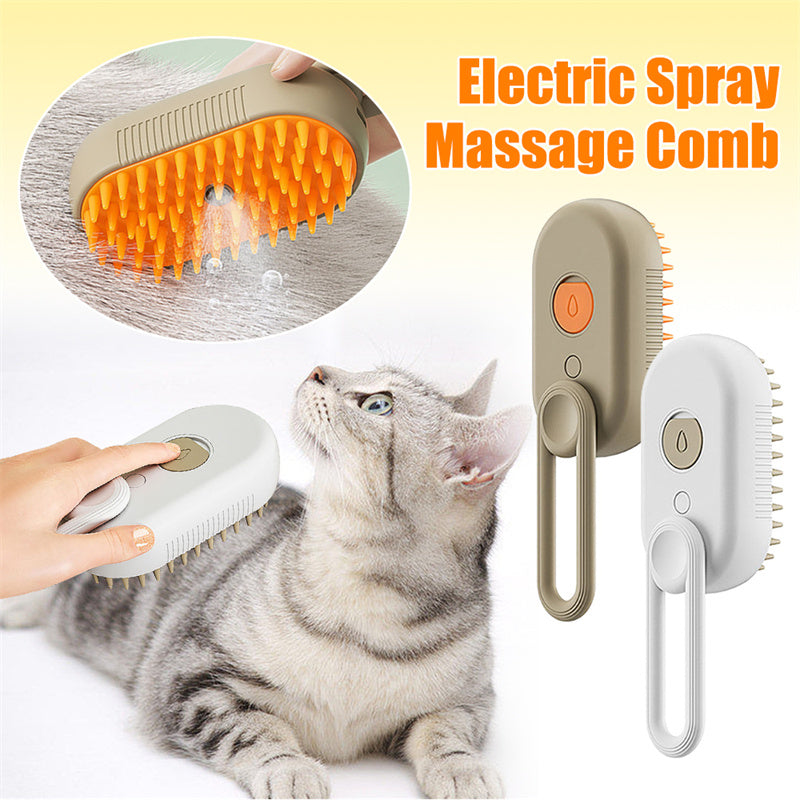 3-in-1 Electric Pet Steam Brush Cat & Dog Hair Removal, Massage & Grooming Comb