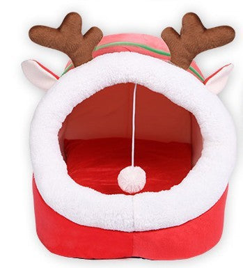 2-in-1 Plush Winter Pet Bed – Warm Round Soft House for Cats & Small Dogs