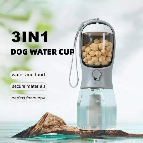 3-in-1 Portable Pet Water Cup Food & Waste Bag Dispenser